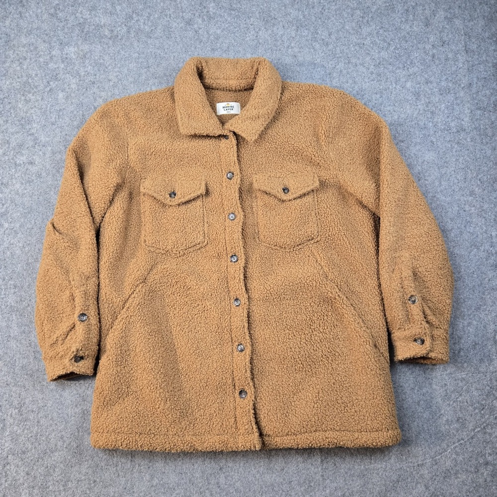 Marine Layer Jacket Womens Small Brown Eden Sherpa Teddy Coat Button Up